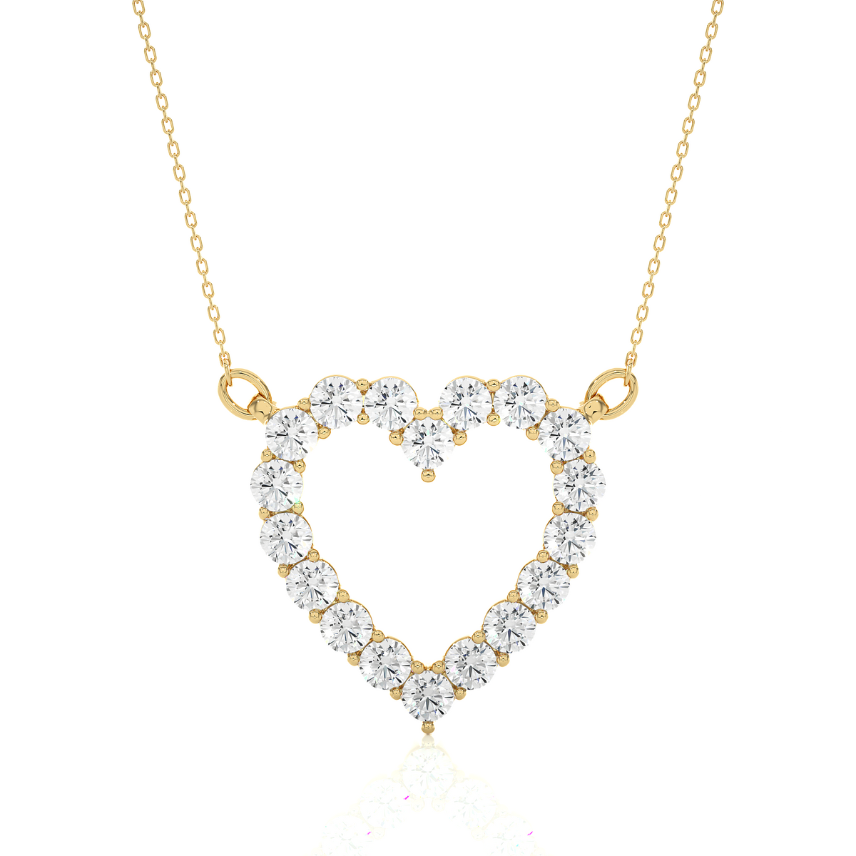 Classic 14K Solid Gold Heart Pendant Necklace In 0.46 CT Open Heart Shape Pendant For Women's - HIGHCARAT DIAMONDS