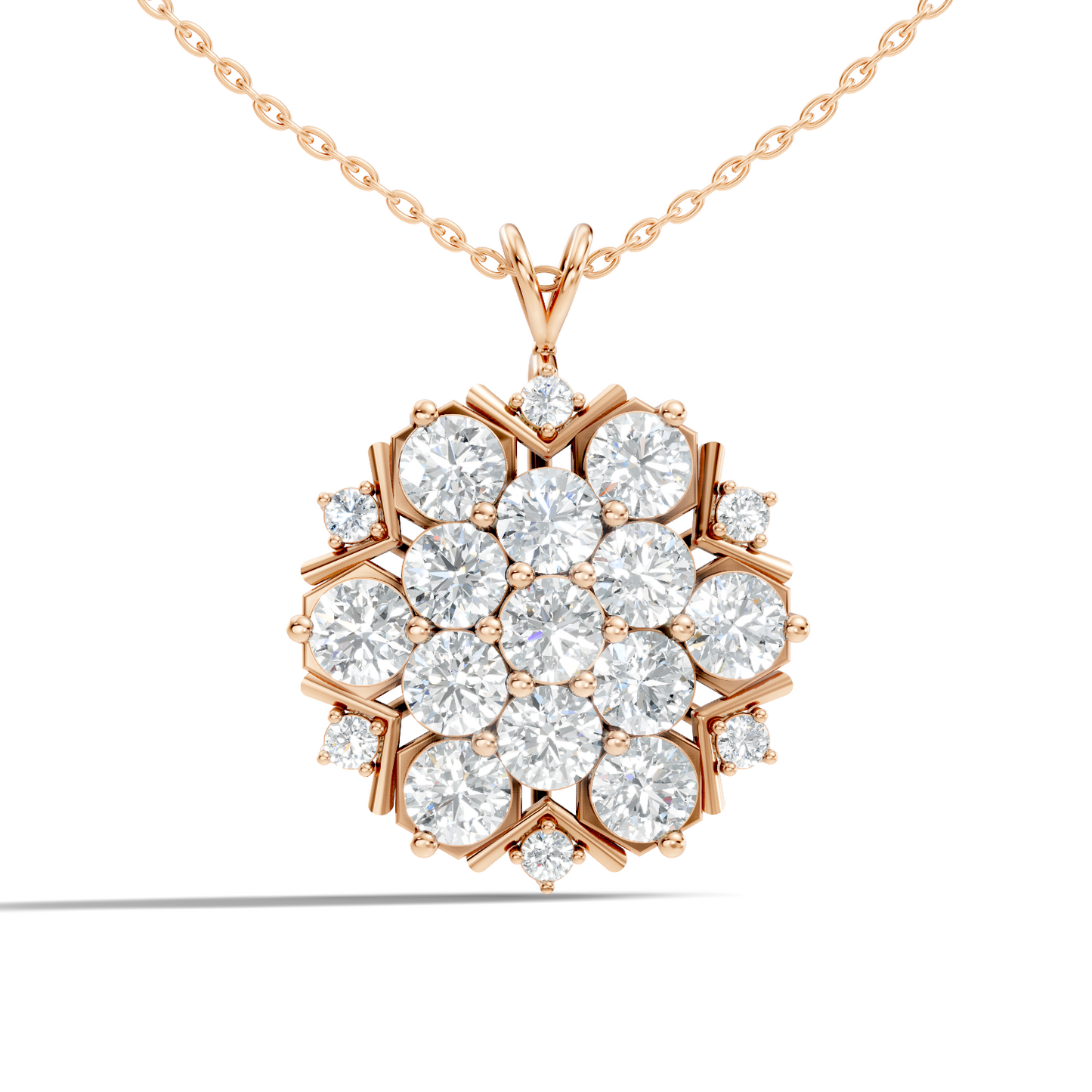 Classic 6.89 Ct Floral Cluster Lab-Grown Diamond Pendant 14k Gold Timeless Jewelry