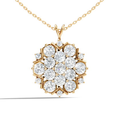 Classic 6.89 Ct Floral Cluster Lab-Grown Diamond Pendant 14k Gold Timeless Jewelry