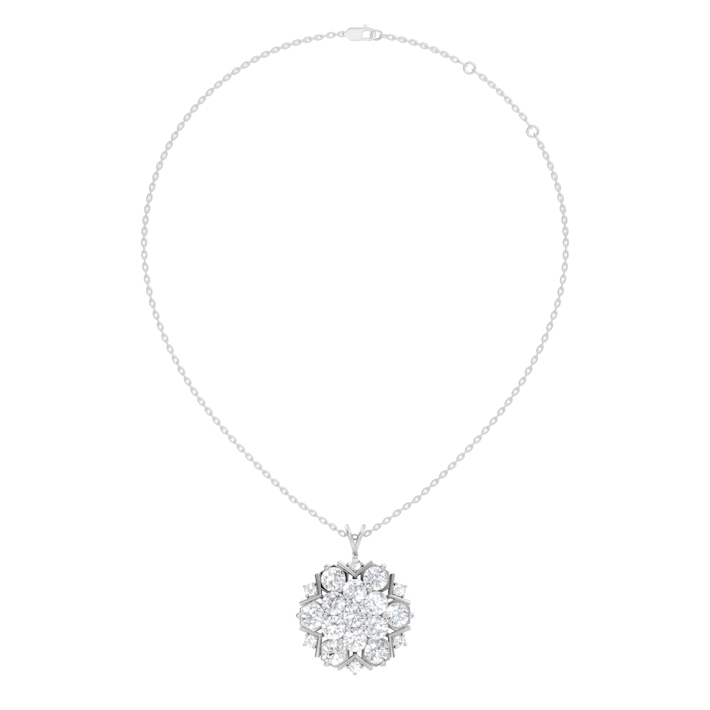 Classic 6.89 Ct Floral Cluster Lab-Grown Diamond Pendant 14k Gold Timeless Jewelry