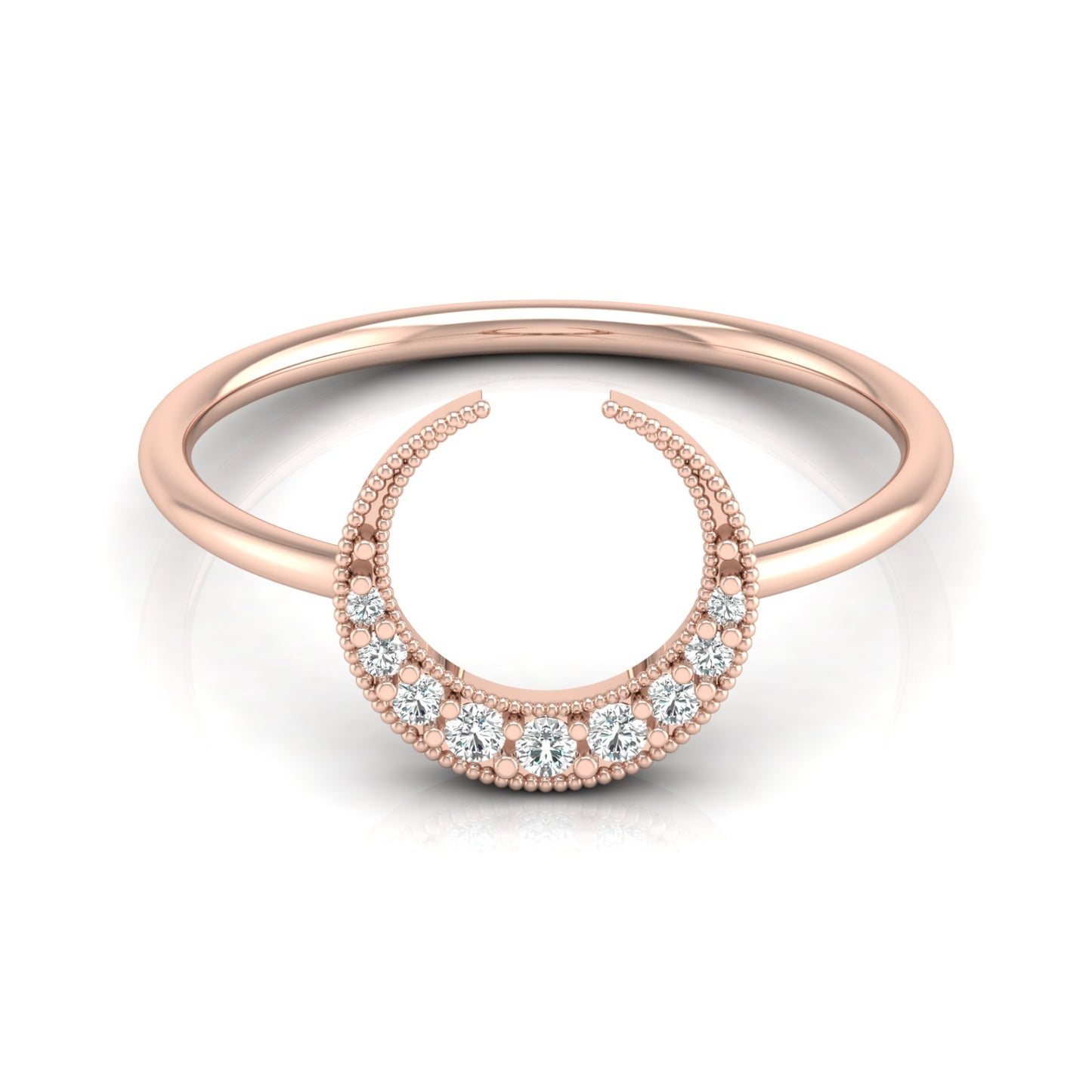 Classic Half Moon Classic Band Designed Ring In 14KT Solid Gold Gift Of Elegance - HIGHCARAT DIAMONDS