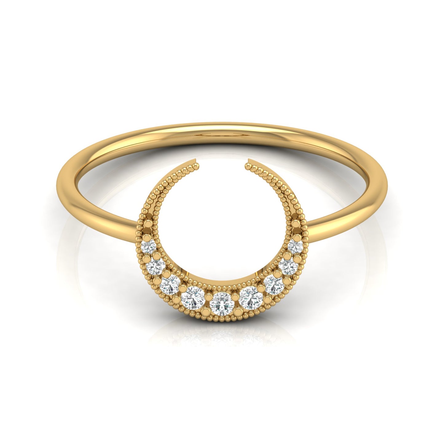 Classic Half Moon Classic Band Designed Ring In 14KT Solid Gold Gift Of Elegance - HIGHCARAT DIAMONDS