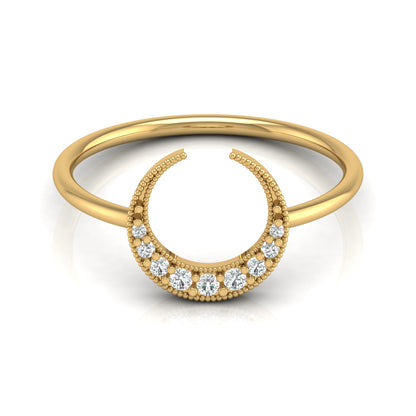 Classic Half Moon Classic Band Designed Ring In 14KT Solid Gold Gift Of Elegance - HIGHCARAT DIAMONDS