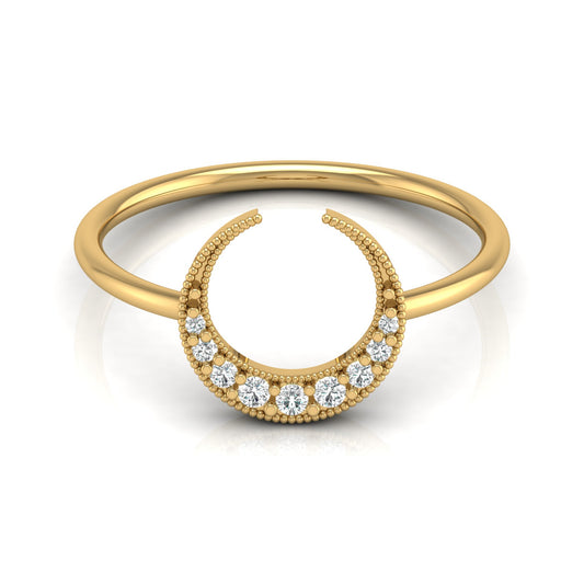 Classic Half Moon Classic Band Designed Ring In 14KT Solid Gold Gift Of Elegance - HIGHCARAT DIAMONDS