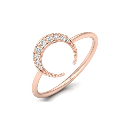Classic Half Moon Classic Band Designed Ring In 14KT Solid Gold Gift Of Elegance - HIGHCARAT DIAMONDS