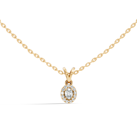 Classic Oval Cut Diamond Anniversary Pendant in 14K Solid White Gold  Gift for Her