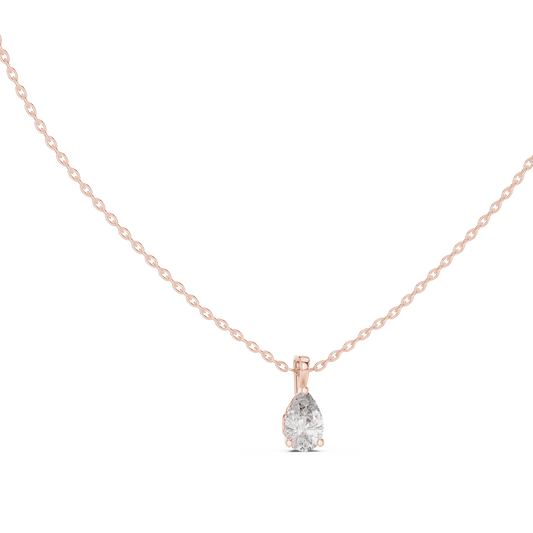 Classic Pear Shape Diamond Pendant Dainty Solitaire Necklace For Women In 14K Gold