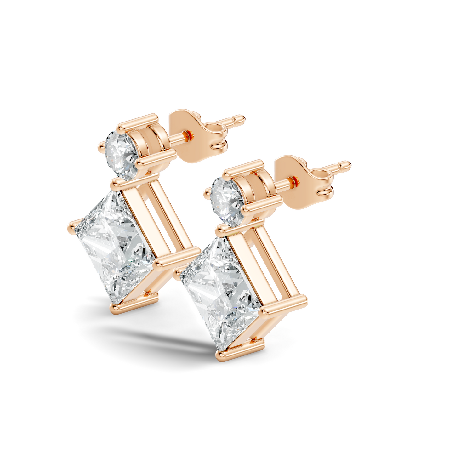 Classic Princess & Round Lab-Grown Diamond Stud Earrings Perfect Gift For Her