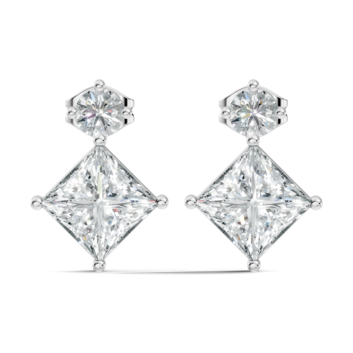 Classic Princess & Round Lab-Grown Diamond Stud Earrings Perfect Gift For Her