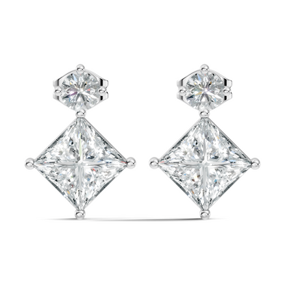 Classic Princess & Round Lab-Grown Diamond Stud Earrings Perfect Gift For Her
