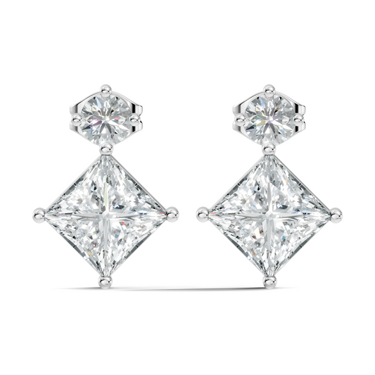 Classic Princess & Round Lab-Grown Diamond Stud Earrings Perfect Gift For Her