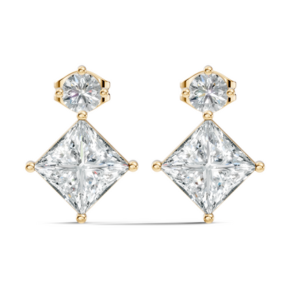 Classic Princess & Round Lab-Grown Diamond Stud Earrings Perfect Gift For Her
