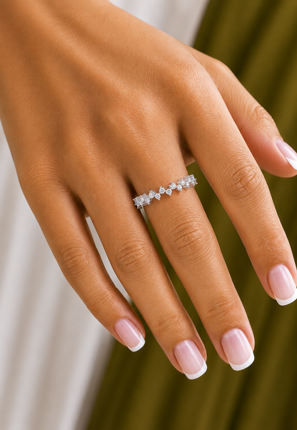 Classic Round Eternity Labgrown Engagement Band Ring In 14KT Gold Plated For Her - HIGHCARAT DIAMONDS