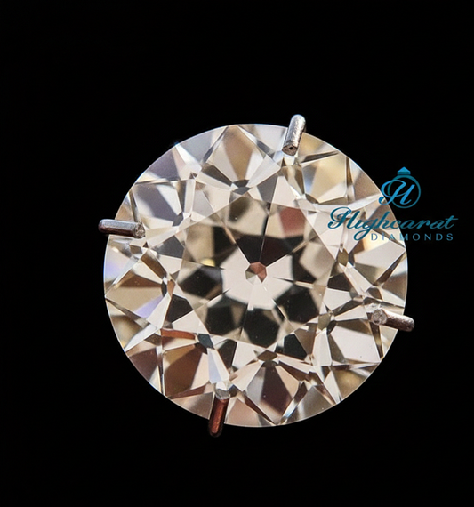 Classic Round Old Mine Cut Lab Grown Diamond featuring broad facets and antique inspired brilliance