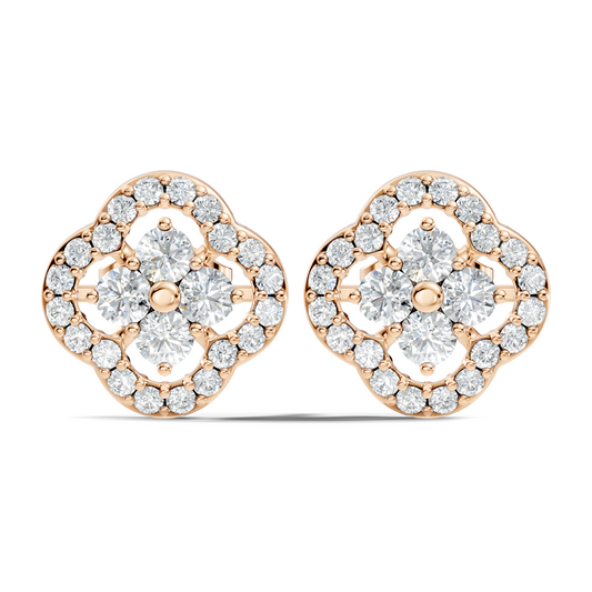 10k Solid Rose Gold Round Natural-Lab Grown Stunning Adorable Vintage Diamond Earring For Her - HIGHCARAT DIAMONDS