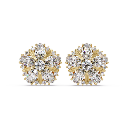 Cluster Floral Lab Grown Diamond Mixed Shape Stud Earrings - HIGHCARAT DIAMONDS