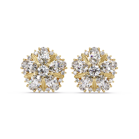 Cluster Floral Lab Grown Diamond Mixed Shape Stud Earrings - HIGHCARAT DIAMONDS