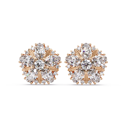 Cluster Floral Lab Grown Diamond Mixed Shape Stud Earrings - HIGHCARAT DIAMONDS
