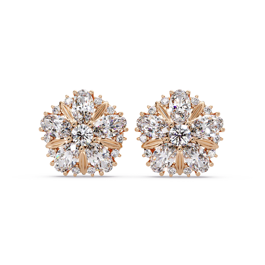 Cluster Floral Lab Grown Diamond Mixed Shape Stud Earrings - HIGHCARAT DIAMONDS