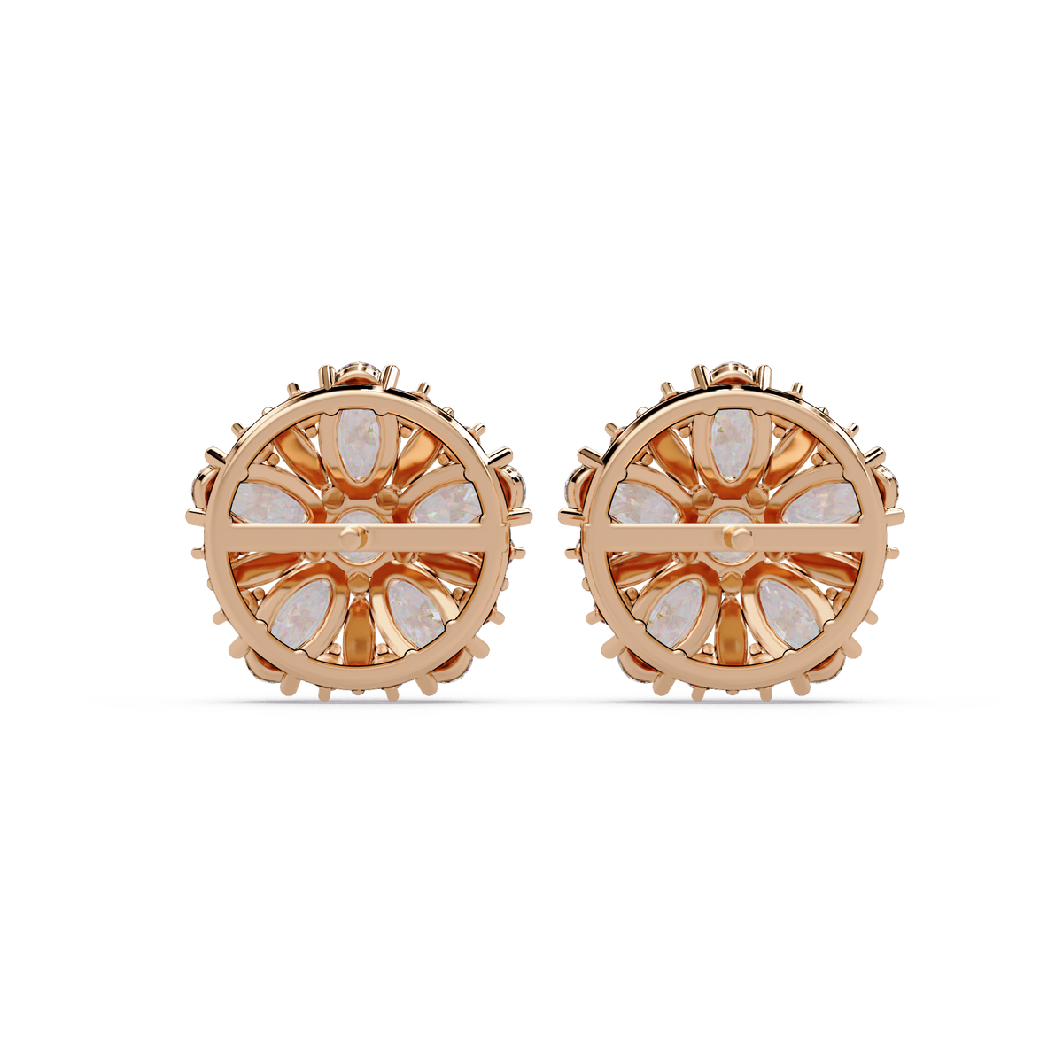 Cluster Floral Lab Grown Diamond Mixed Shape Stud Earrings - HIGHCARAT DIAMONDS