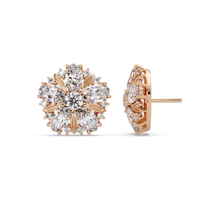 Cluster Floral Lab Grown Diamond Mixed Shape Stud Earrings - HIGHCARAT DIAMONDS
