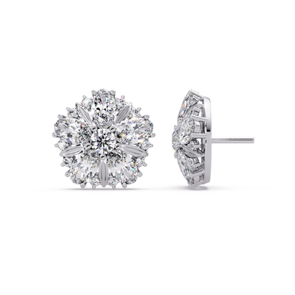 Cluster Floral Lab Grown Diamond Mixed Shape Stud Earrings - HIGHCARAT DIAMONDS