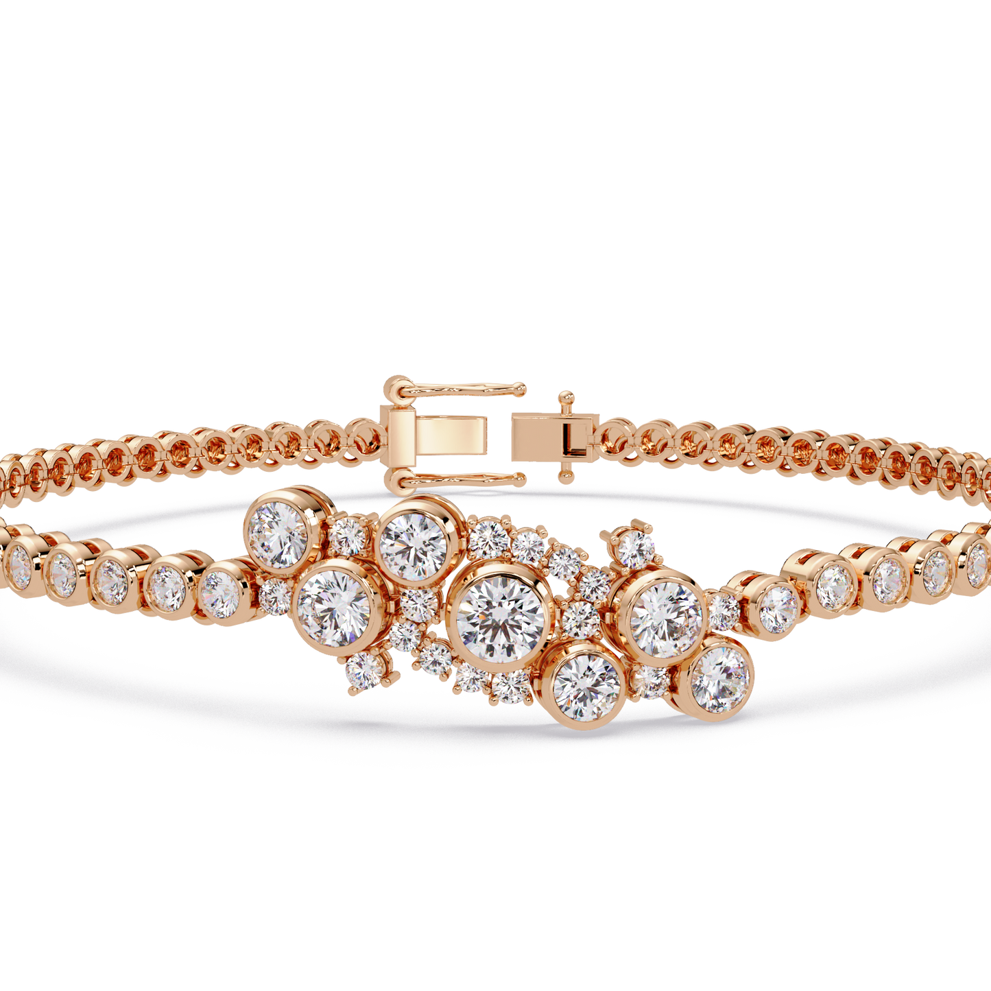 Cluster Lab Grown Diamond Tennis Style Bracelet - HIGHCARAT DIAMONDS