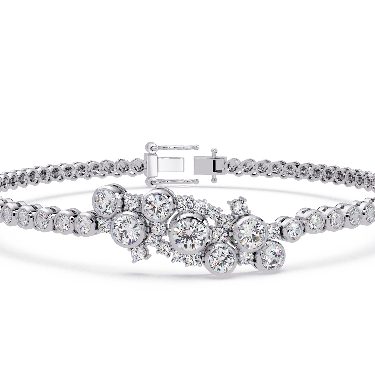 Cluster Lab Grown Diamond Tennis Style Bracelet - HIGHCARAT DIAMONDS