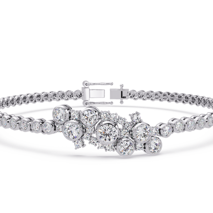 Cluster Lab Grown Diamond Tennis Style Bracelet - HIGHCARAT DIAMONDS