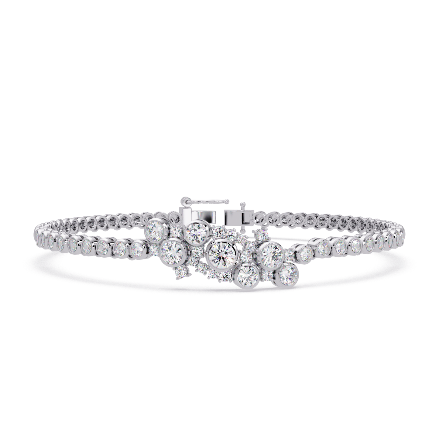 Cluster Lab Grown Diamond Tennis Style Bracelet - HIGHCARAT DIAMONDS