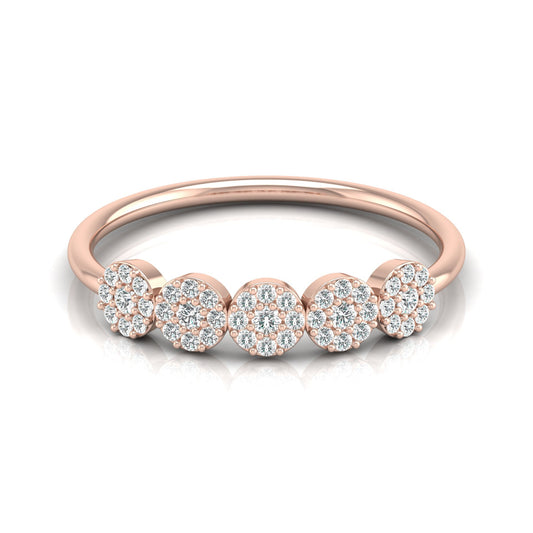 Cluster Round Diamond Band Ring Dainty Elegant Wedding Band In 14K Solid Gold - HIGHCARAT DIAMONDS