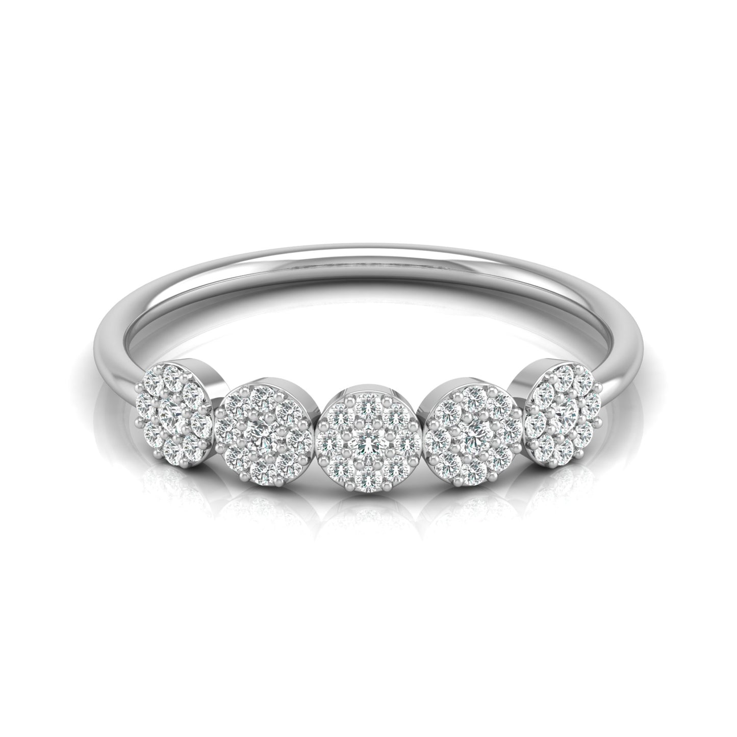 Cluster Round Diamond Band Ring Dainty Elegant Wedding Band In 14K Solid Gold