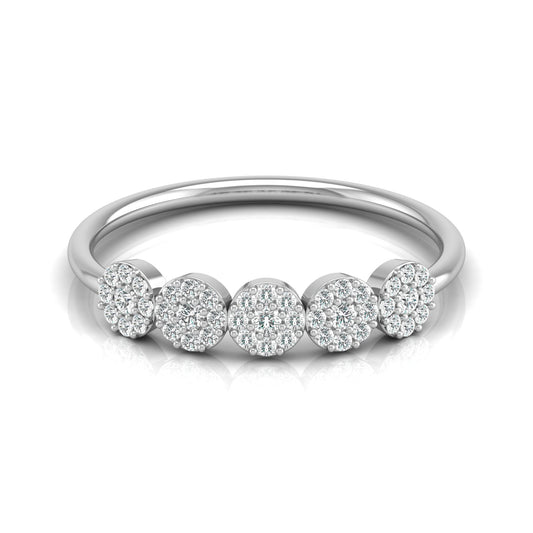 Cluster Round Diamond Band Ring Dainty Elegant Wedding Band In 14K Solid Gold - HIGHCARAT DIAMONDS
