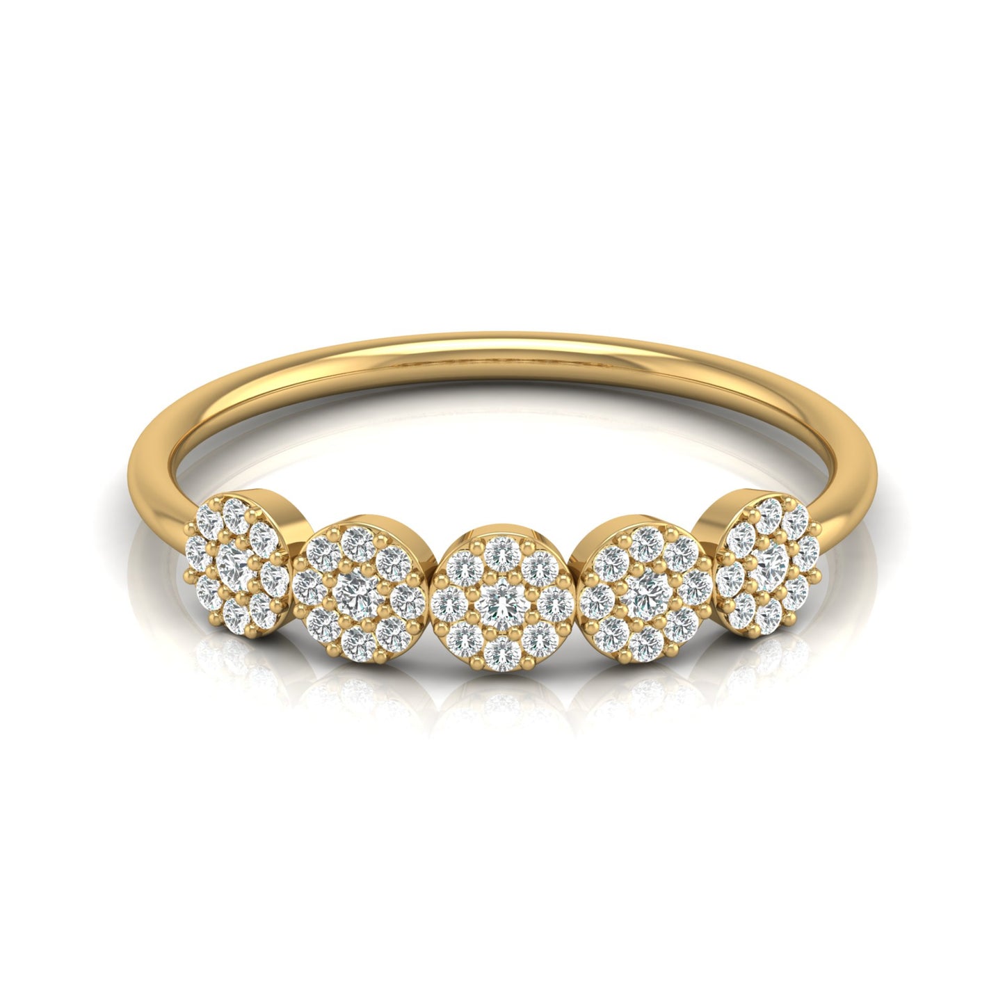 Cluster Round Diamond Band Ring Dainty Elegant Wedding Band In 14K Solid Gold