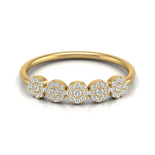 Cluster Round Diamond Band Ring Dainty Elegant Wedding Band In 14K Solid Gold - HIGHCARAT DIAMONDS