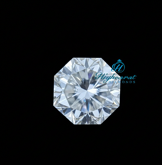 Colorless Octagon Cut Lab Grown Diamond featuring sharp geometry and clean faceting