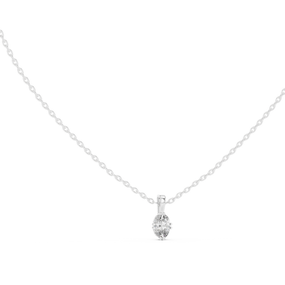 Colorless Oval Labgrown Diamond Solitaire Pendant For Women In 14K solid white Gold - HIGHCARAT DIAMONDS