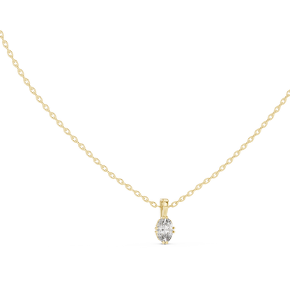 Colorless Oval Labgrown Diamond Solitaire Pendant For Women In 14K solid white Gold - HIGHCARAT DIAMONDS