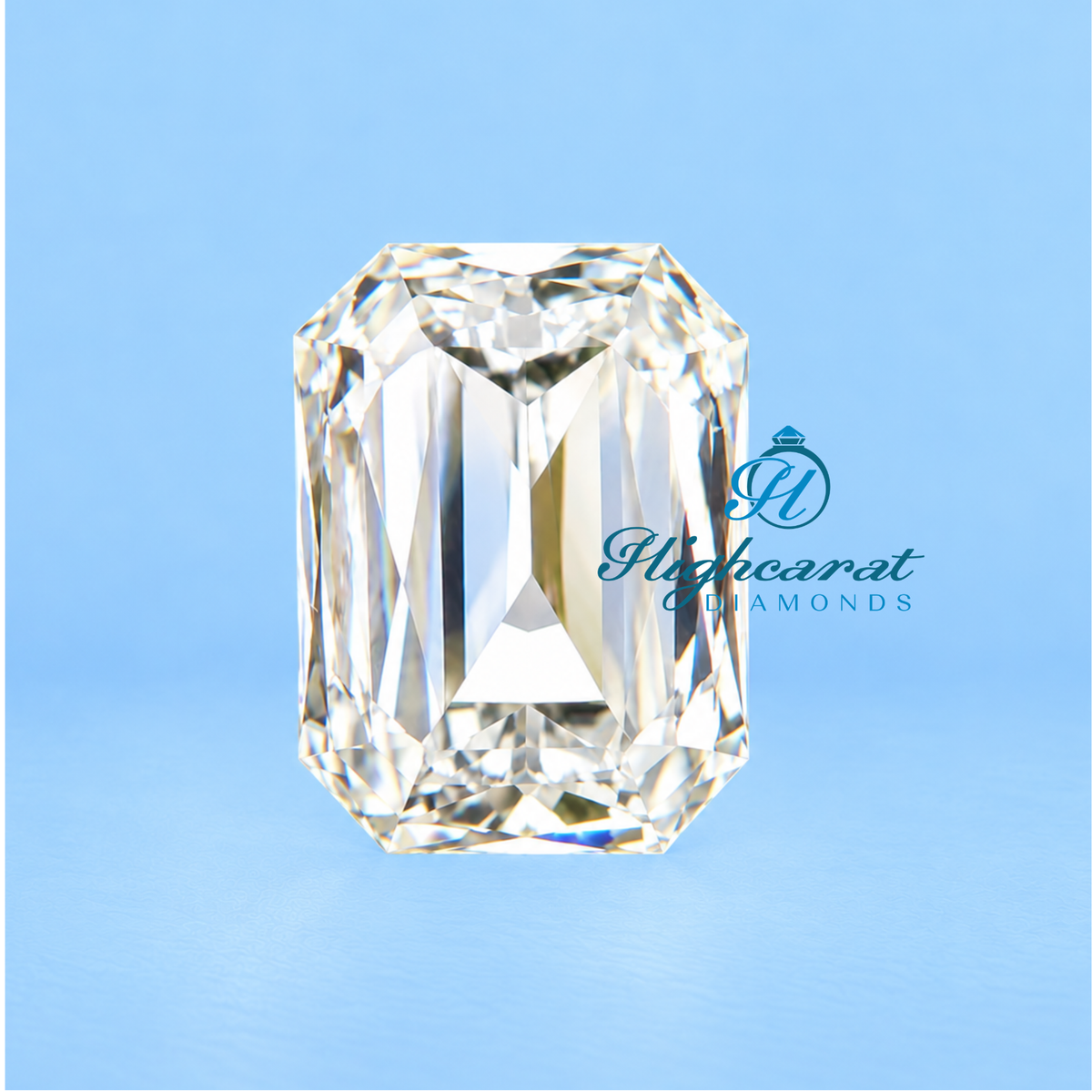 Close-Up of Emerald Criss Step Cut Lab Grown Diamond