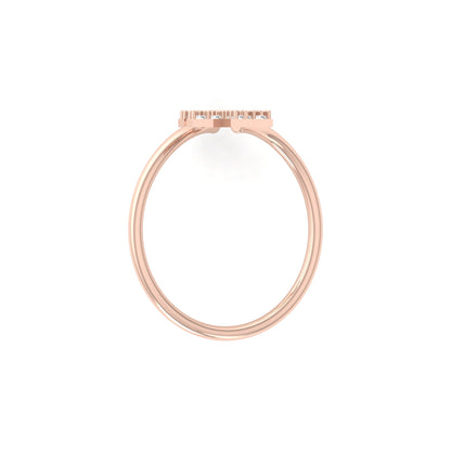 Cross Bypass Round Shaped Diamond Ring 14KT Solid Rose Gold Open Wrap Ring for Women - HIGHCARAT DIAMONDS