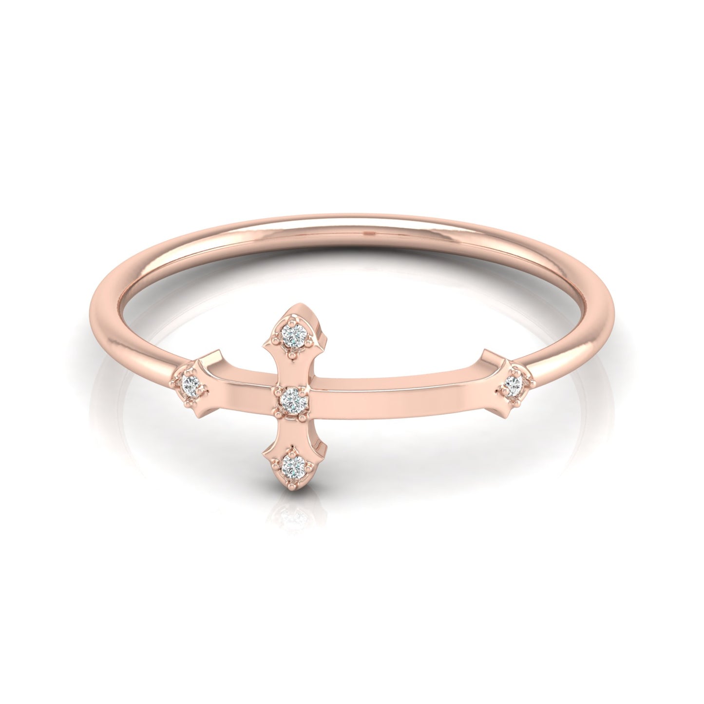 Cross Inspired Lab Grown Diamond Ring in 14K Solid White Gold Anniversary Ring  For Her - HIGHCARAT DIAMONDS