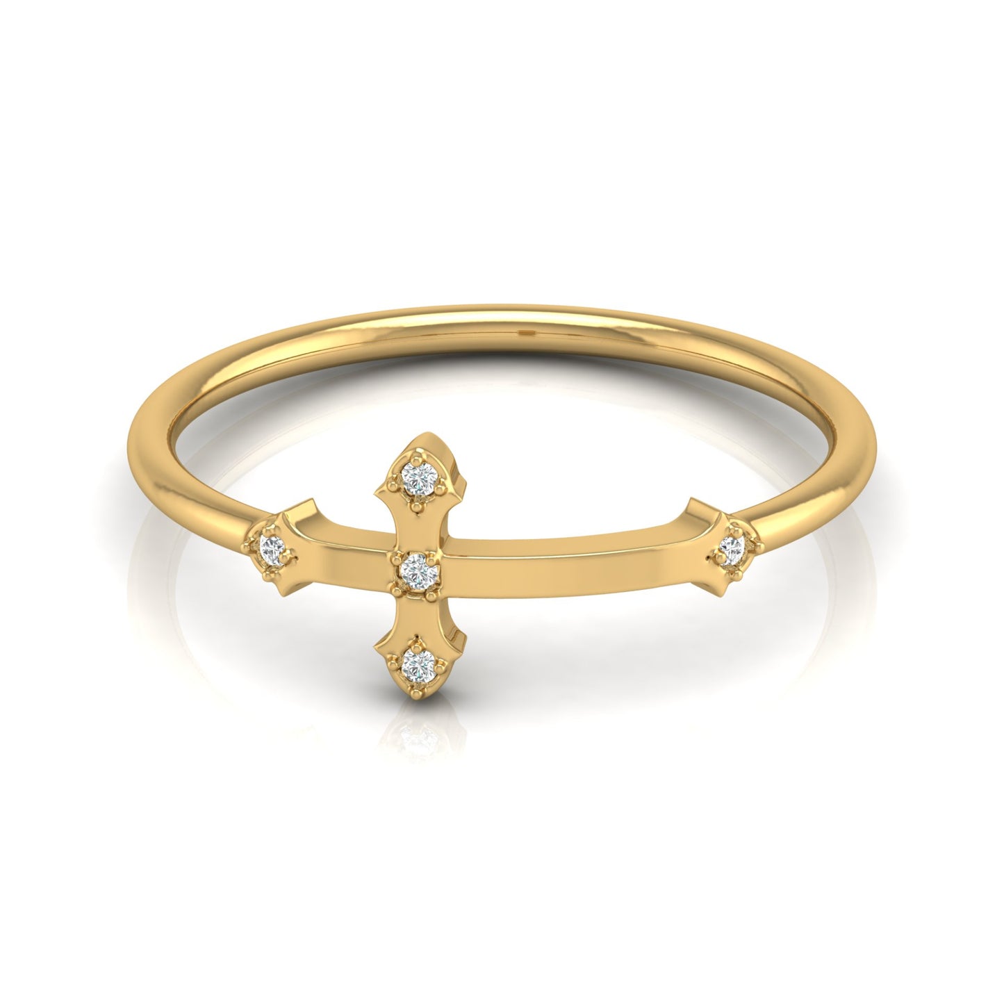 Cross Inspired Lab Grown Diamond Ring in 14K Solid White Gold Anniversary Ring  For Her - HIGHCARAT DIAMONDS