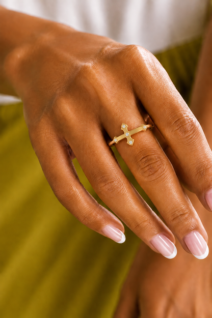 Cross Inspired Lab Grown Diamond Ring in 14K Solid White Gold Anniversary Ring  For Her - HIGHCARAT DIAMONDS