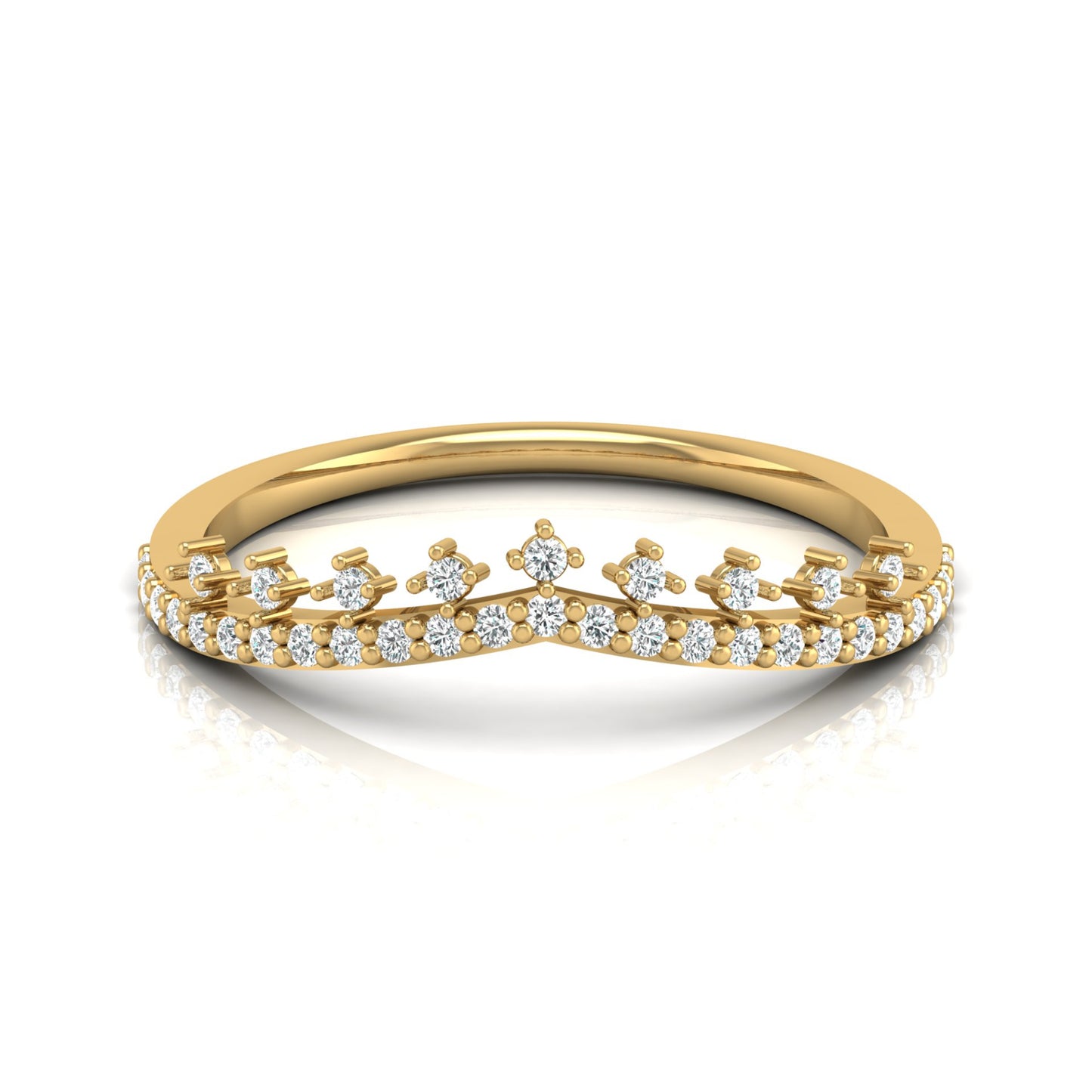 Crown Inspired Round Cut Diamond Band Ring Modern And Secure Design For Love - HIGHCARAT DIAMONDS