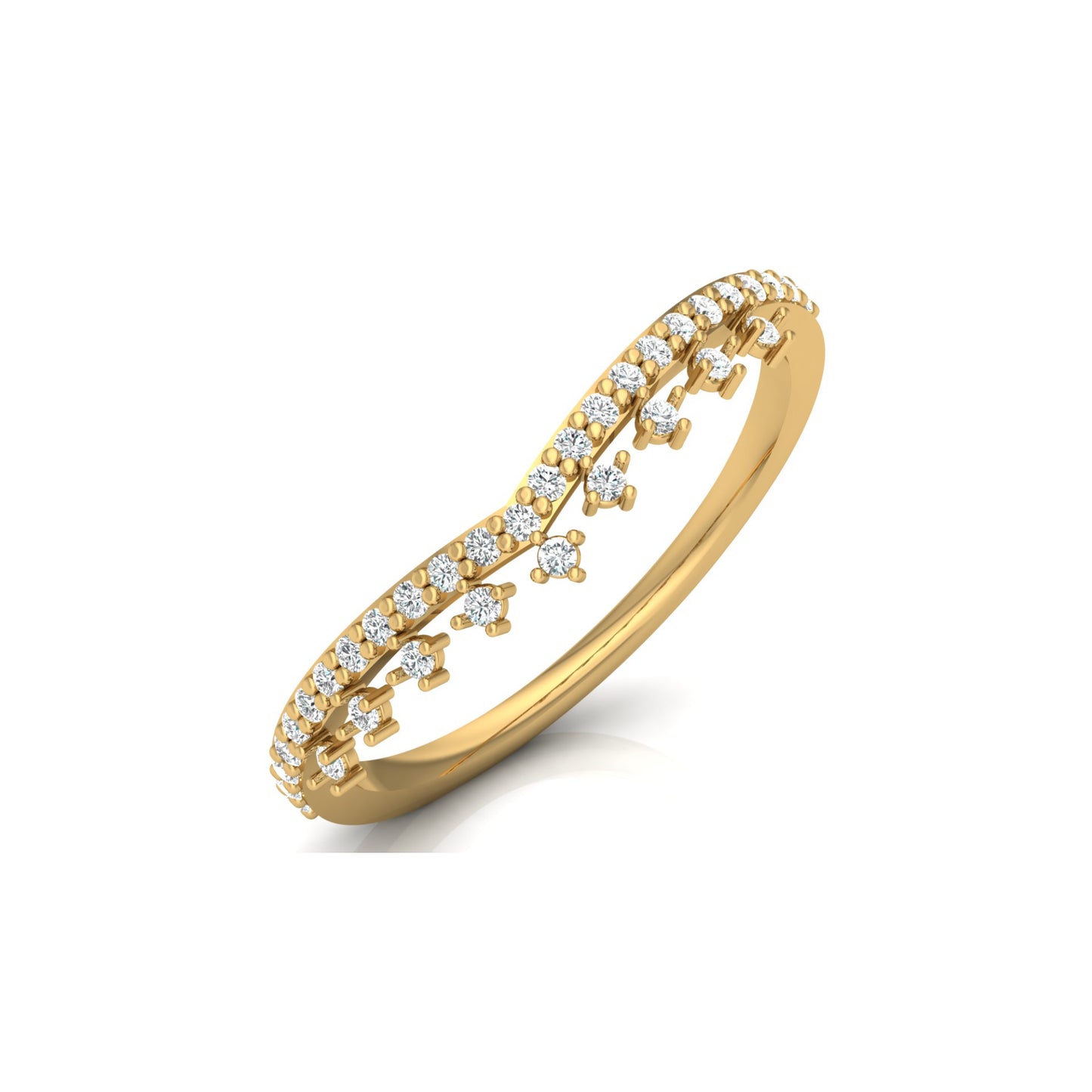 Crown Inspired Round Cut Diamond Band Ring Modern And Secure Design For Love - HIGHCARAT DIAMONDS