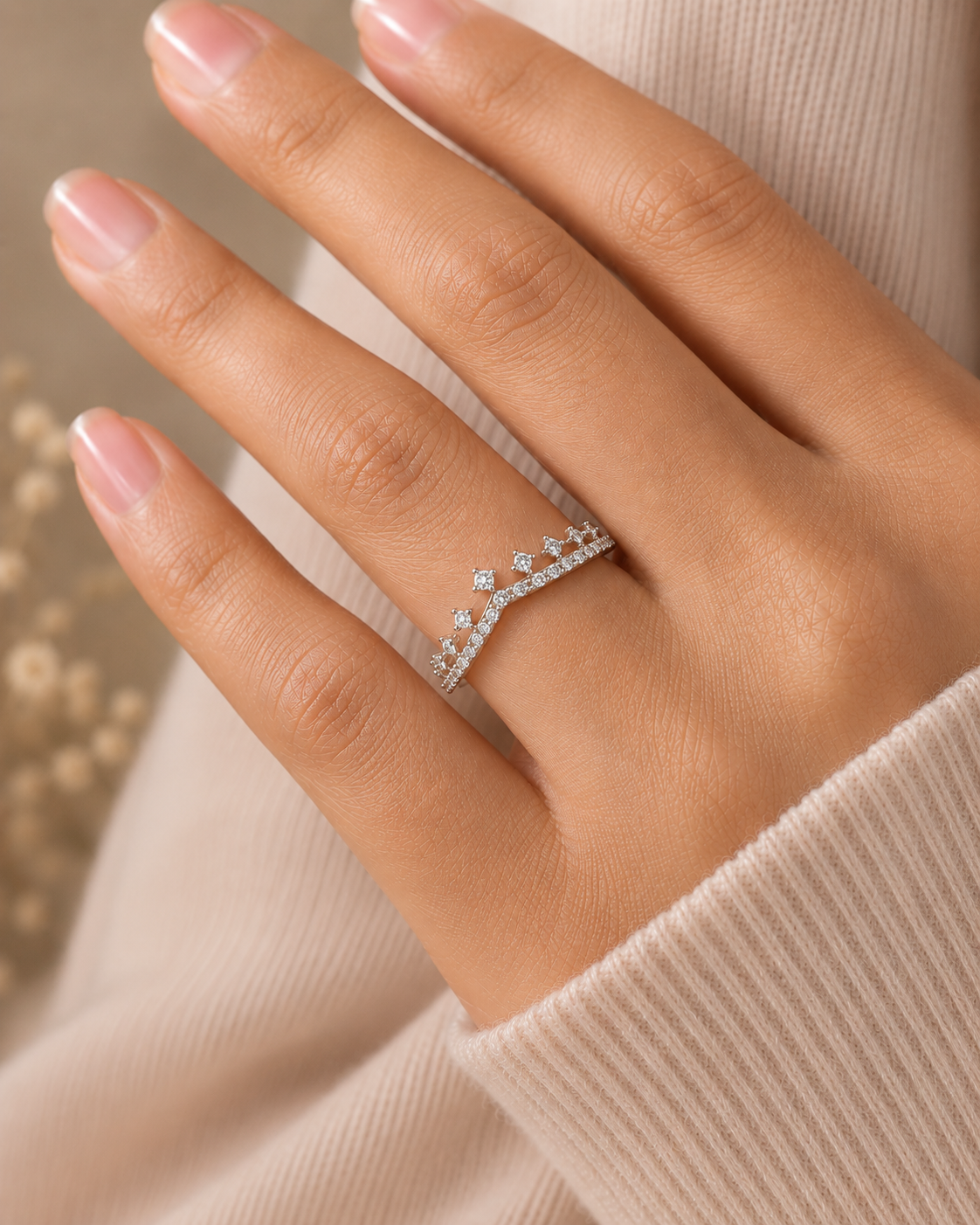Crown Inspired Round Cut Diamond Band Ring Modern And Secure Design For Love - HIGHCARAT DIAMONDS