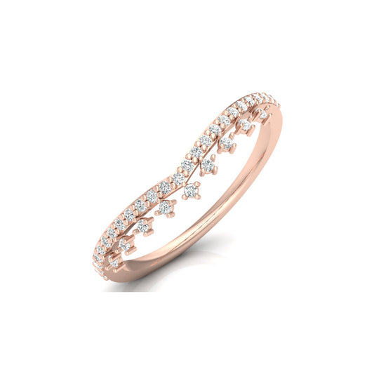 Crown Inspired Round Cut Diamond Band Ring Modern And Secure Design For Love - HIGHCARAT DIAMONDS