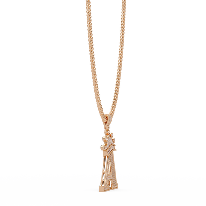 Crowned Letter A Iced Diamond Initial Pendant Necklace - HIGHCARAT DIAMONDS