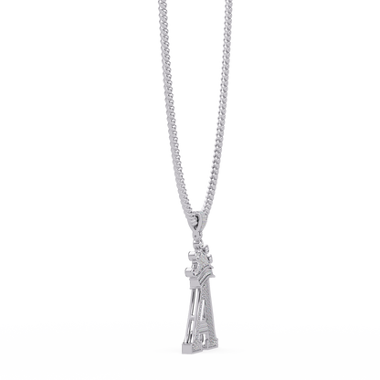 Crowned Letter A Iced Diamond Initial Pendant Necklace - HIGHCARAT DIAMONDS