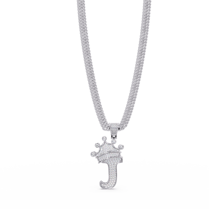 Crowned Letter J Lab Grown Diamond Initial Pendant - HIGHCARAT DIAMONDS